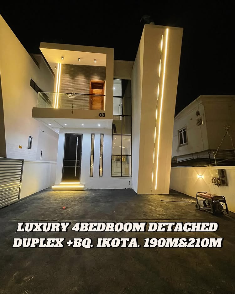 Modern 4 bedroom detached duplex with spacious compound and smart features in Ikota, Lagos, priced at 190M.